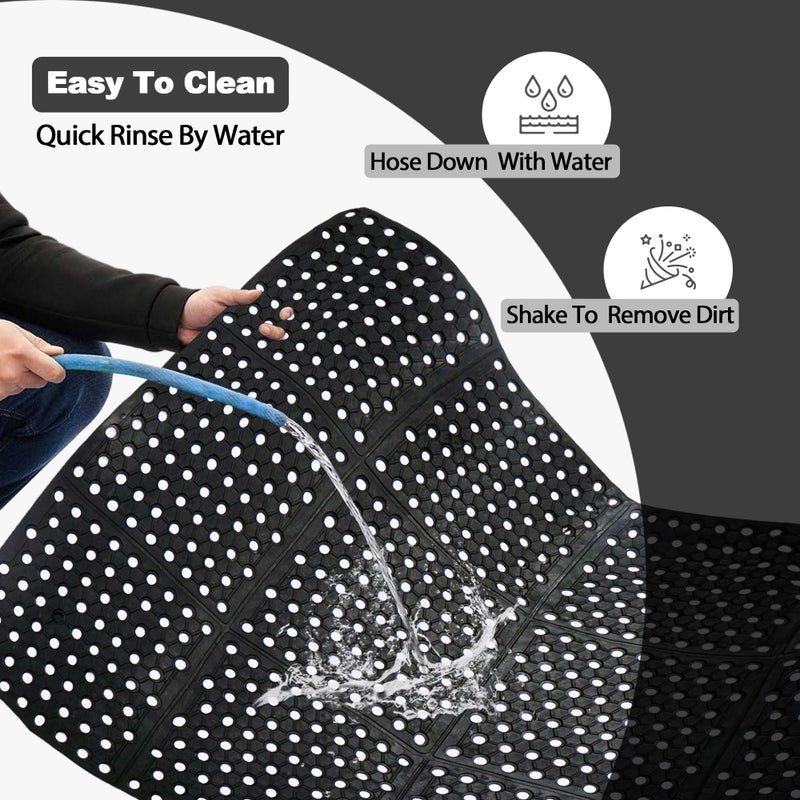 tonchean Rubber Floor Mat with Drainage Holes 83x36x0.4in Commercial Anti-Fatigue Rubber Mat with Non-Slip Backing Heavy Duty Drainage Floor Mats for Commercial Restaurant Kitchen Bar Use Wet Area - Image 2